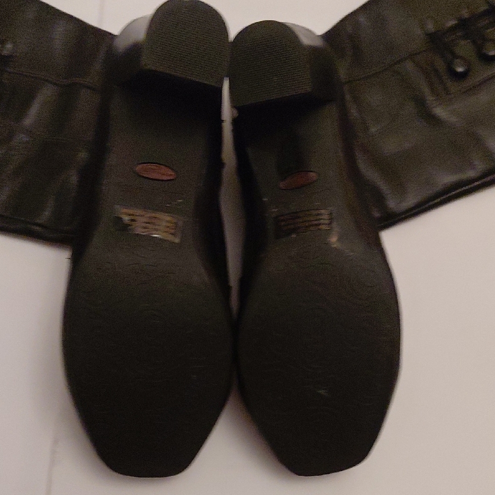 Clarks Womens Black Leather Knee-High Block Heeled Boots Sz 8.5W - Picture 5 of 11